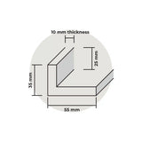 Diagram showing dimensions of a 10 mm thick material with measurements in millimeters.